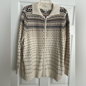 CJ Banks NWT Fair Isle Print zip front sweater 2X